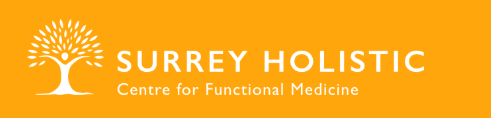 Orange banner with white logo of a tree and text 'Surrey Holistic Centre for Functional Medicine' Space For You Therapy offering face to face therapy and group classes at Surrey Holistic Centre