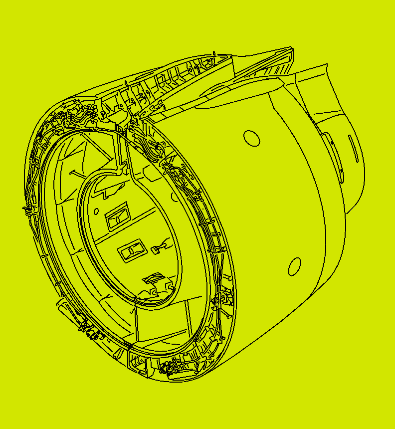 Technical line drawing of a car speedometer gauge, showing the internal structure and components.