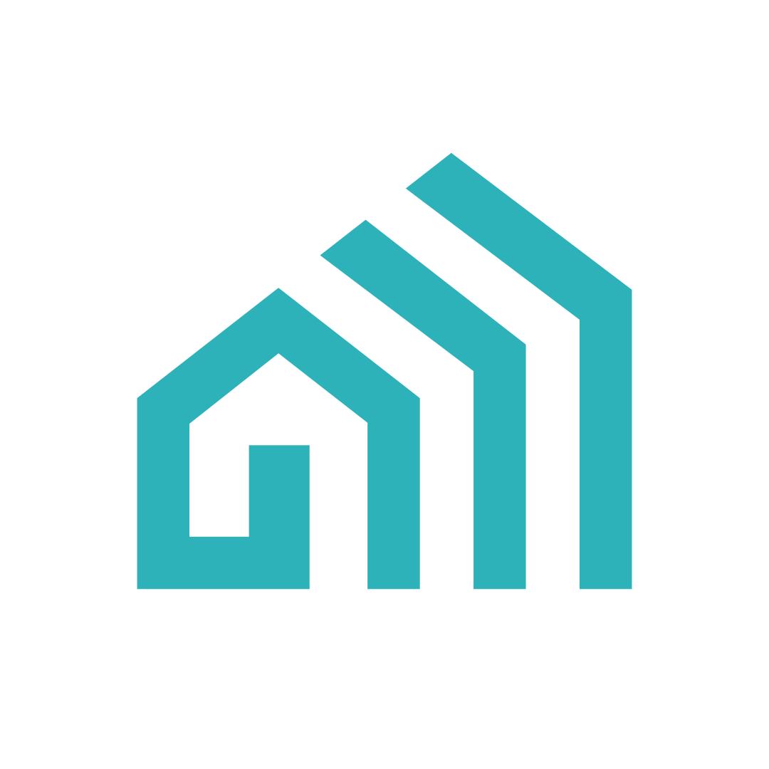 Graphic combining a house outline and bar chart with increasing bars, suggesting real estate or property market growth.