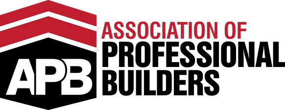 Logo of the Association of Professional Builders with stylized red roof above black and white lettering.