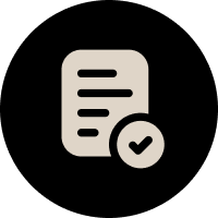 Icon of a document with a checkmark in front of it