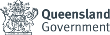 Queensland Government logo featuring a stylized image of a lion and a kangaroo.