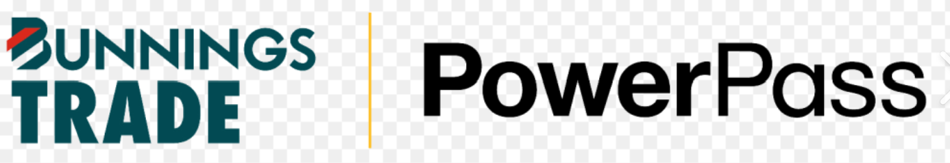 Bunnings Trade logo and PowerPass logo on a transparent background.