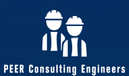 Icon of two engineers wearing hard hats, with the text 'PEER Consulting Engineers' below.
