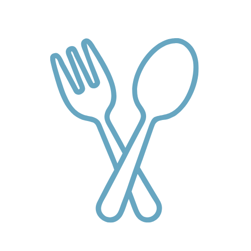 Outline of a fork and spoon crossed over each other