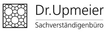 Logo for Dr. Upmeier Sachverständigenbüro with a hexagonal pattern