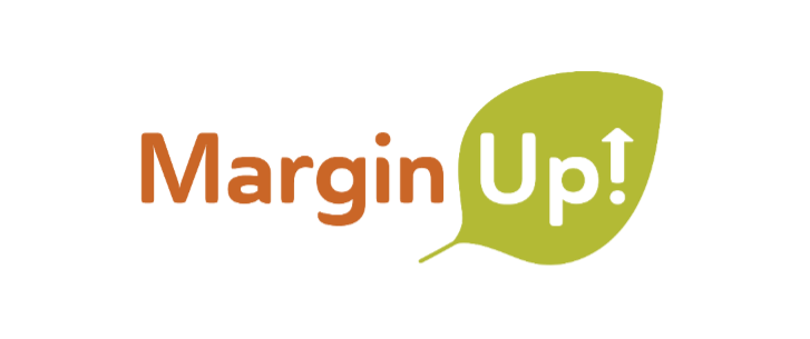 Margin Up! logo with a green leaf and an upward arrow inside the letter U.