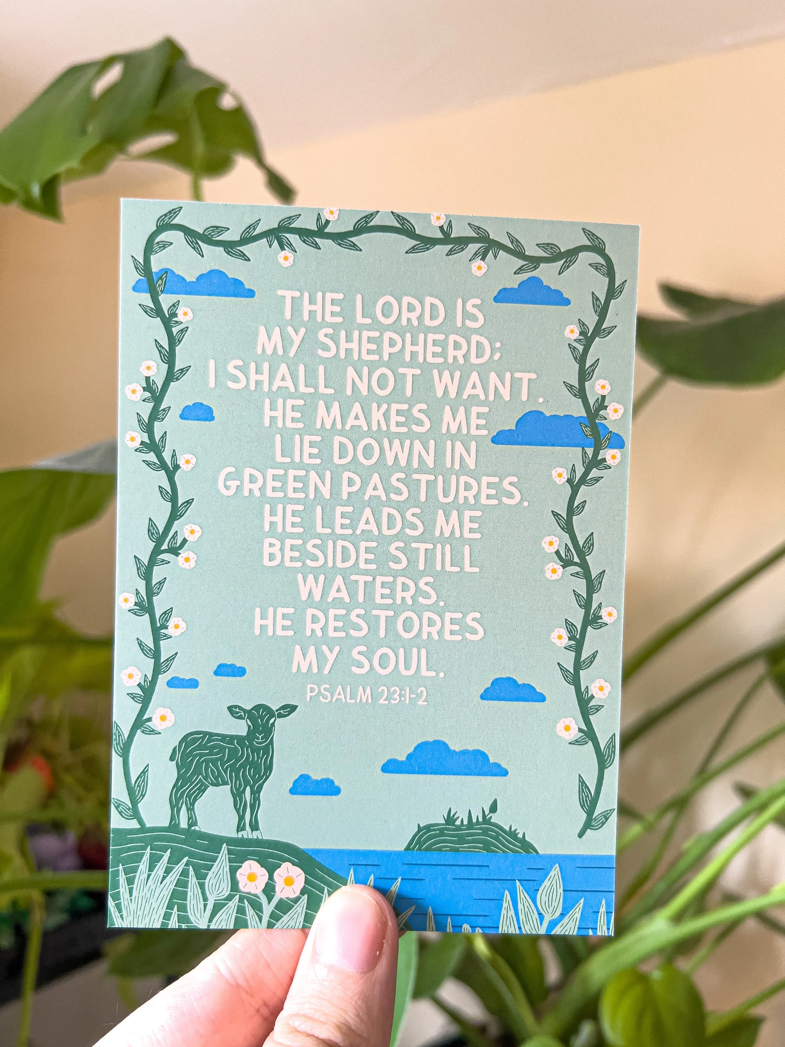 Psalm 23:1-2 Postcard