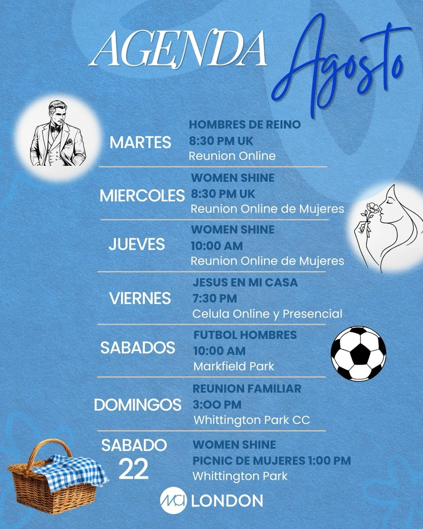 AGOSTO ✨ El Mes del Prop&oacute;sito.

Creemos que Dios tiene un prop&oacute;sito perfecto para cada vida, y este mes queremos caminar juntos hacia todo lo que El ha preparado para nosotros. 

Cada reuni&oacute;n, cada encuentro y cada actividad es u