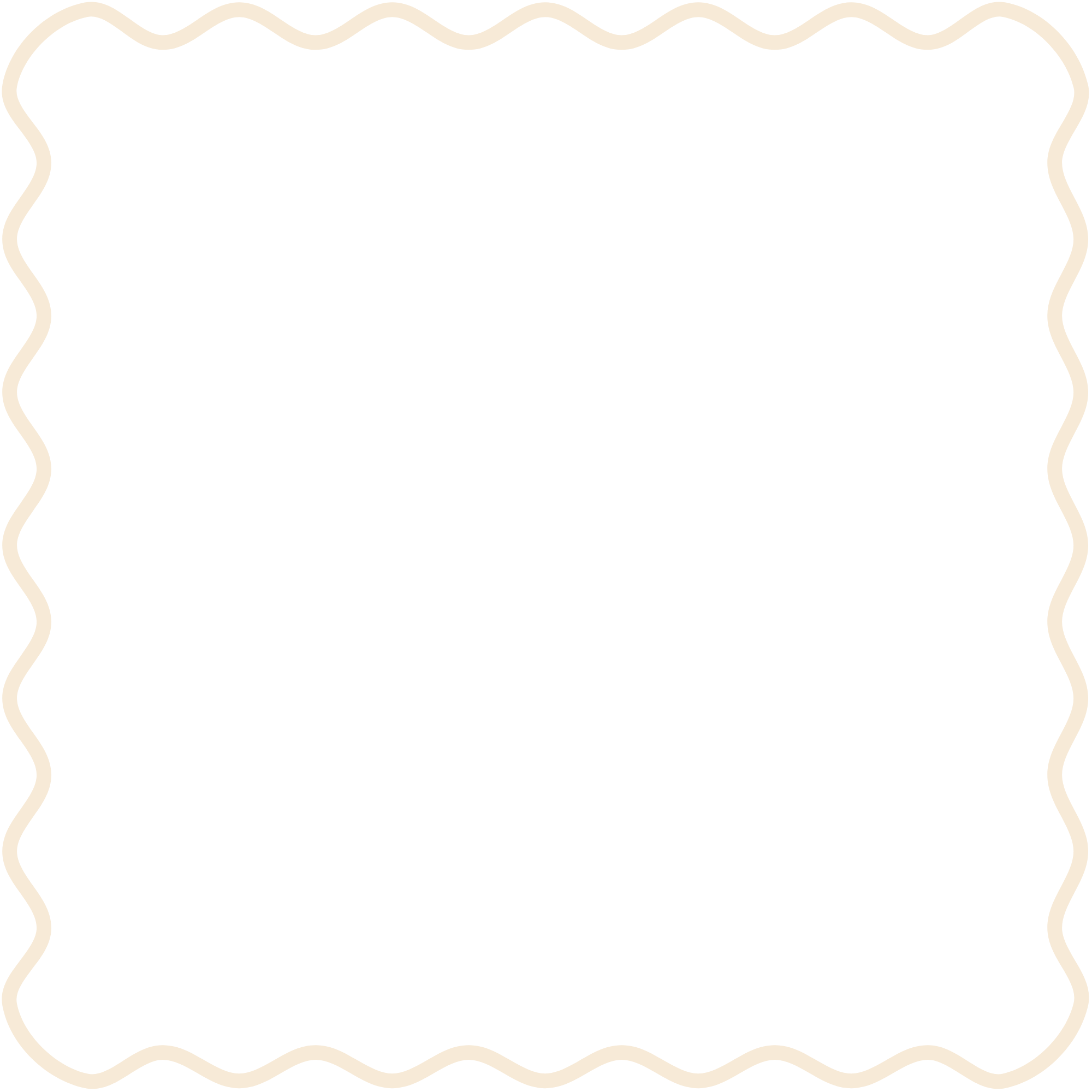 Blank black sticker with a decorative wavy beige border.