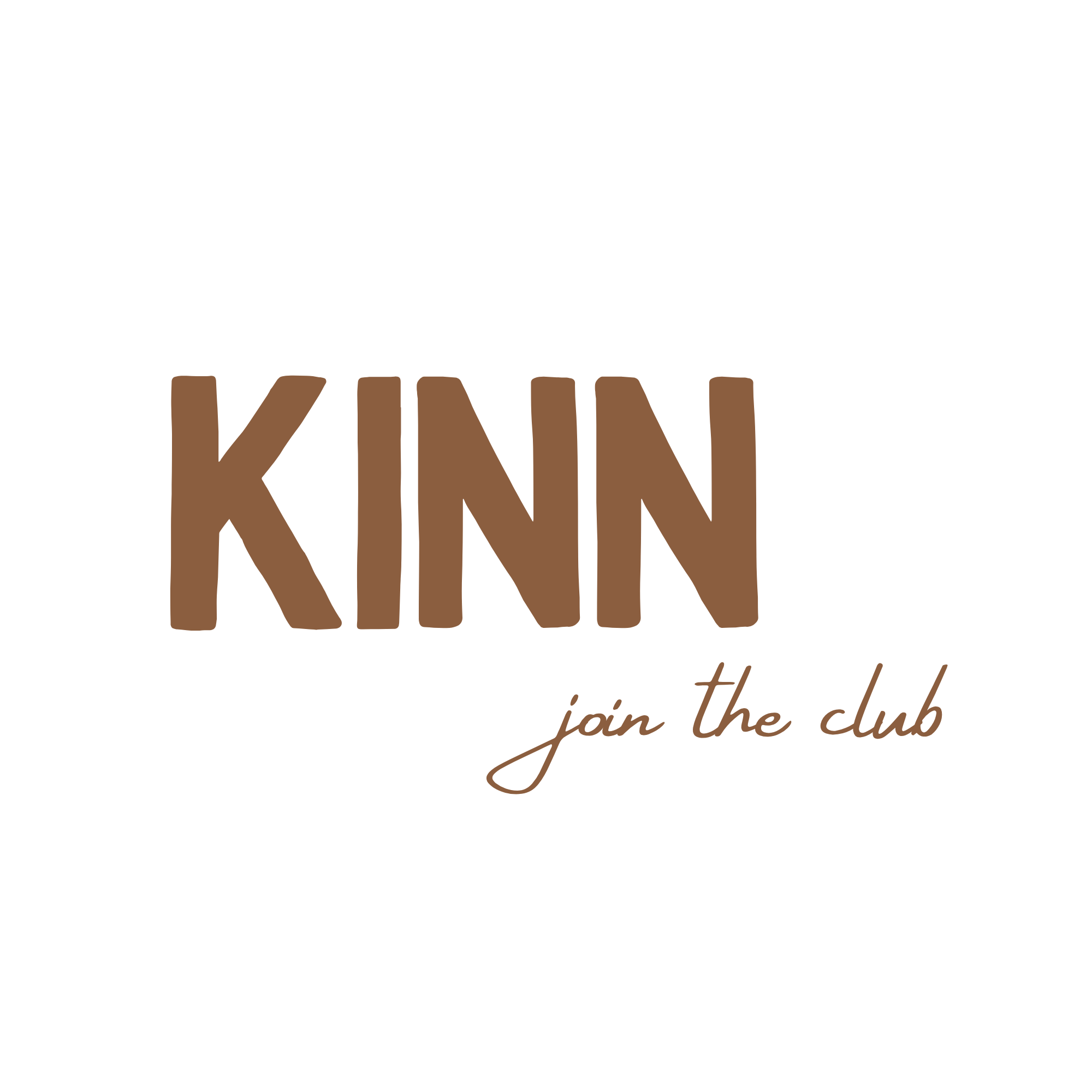 Stylized text saying "Kinn join the club" with decorative design elements