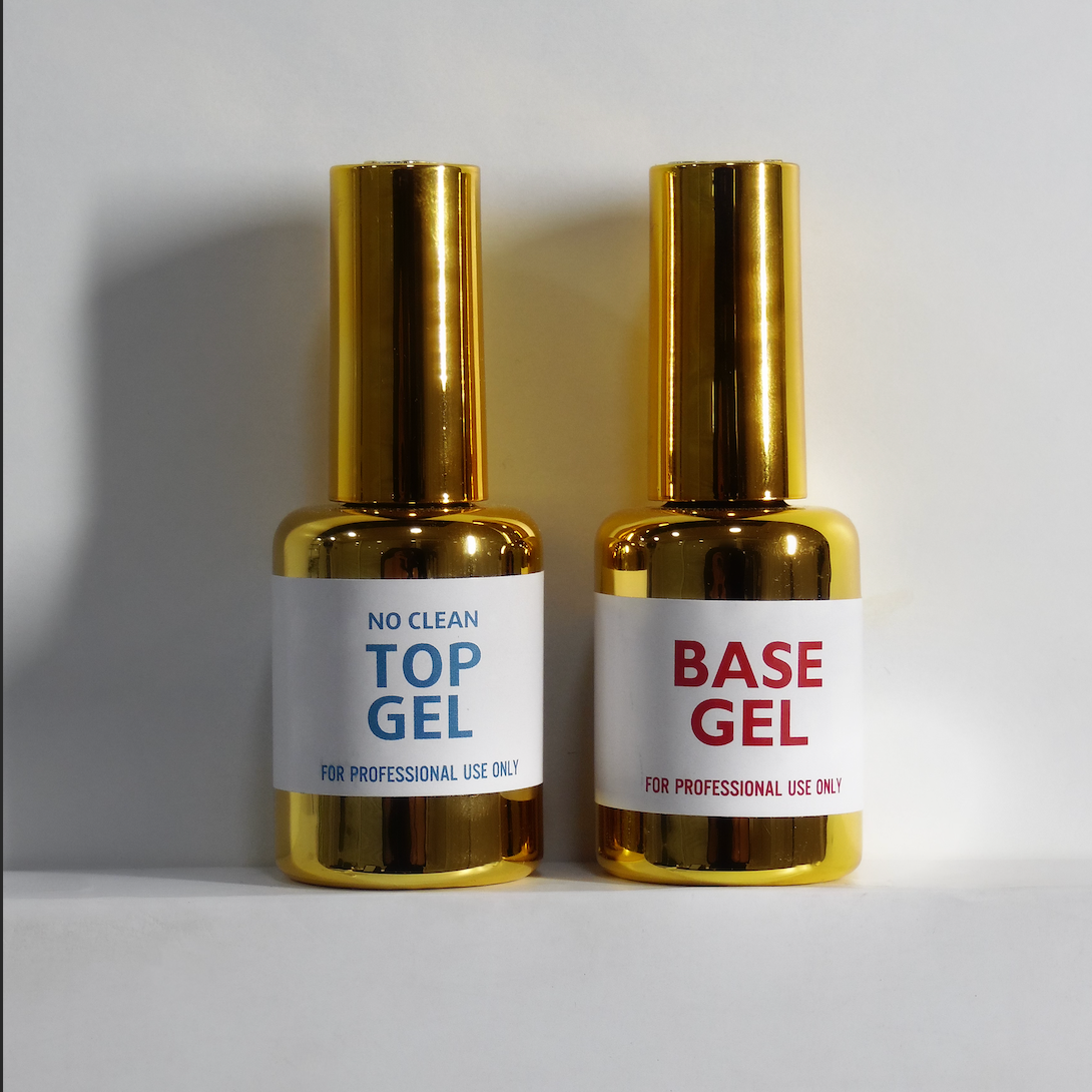 No Wipe Gel Top Coat & Base Gel - High Shine Nail System