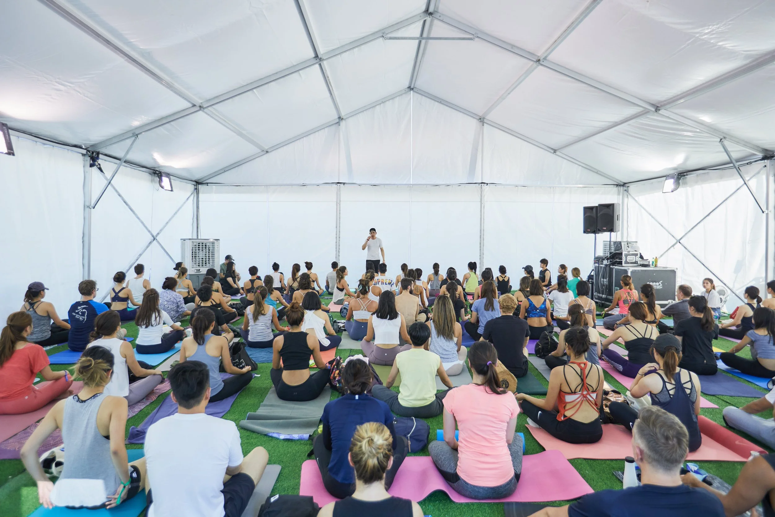 Brian leading a breathwork at Hong Kong's largest wellness festival