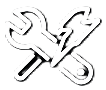 A wrench and a lightning bolt crossed.