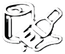 A roll of toilet paper and a paintbrush with paint on it