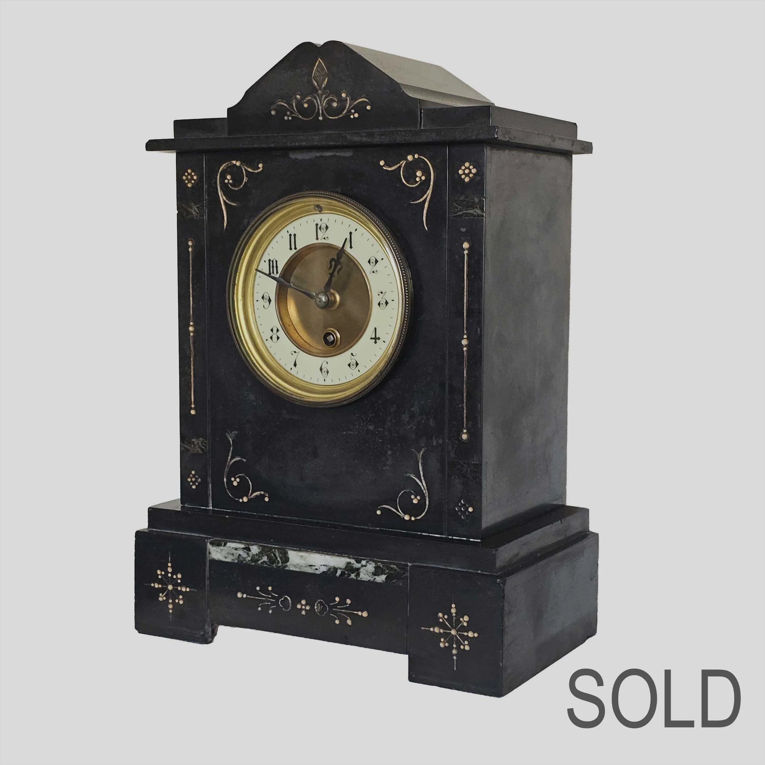 Aesthetic Movement Style Victorian Slate and Marble Mantle Clock