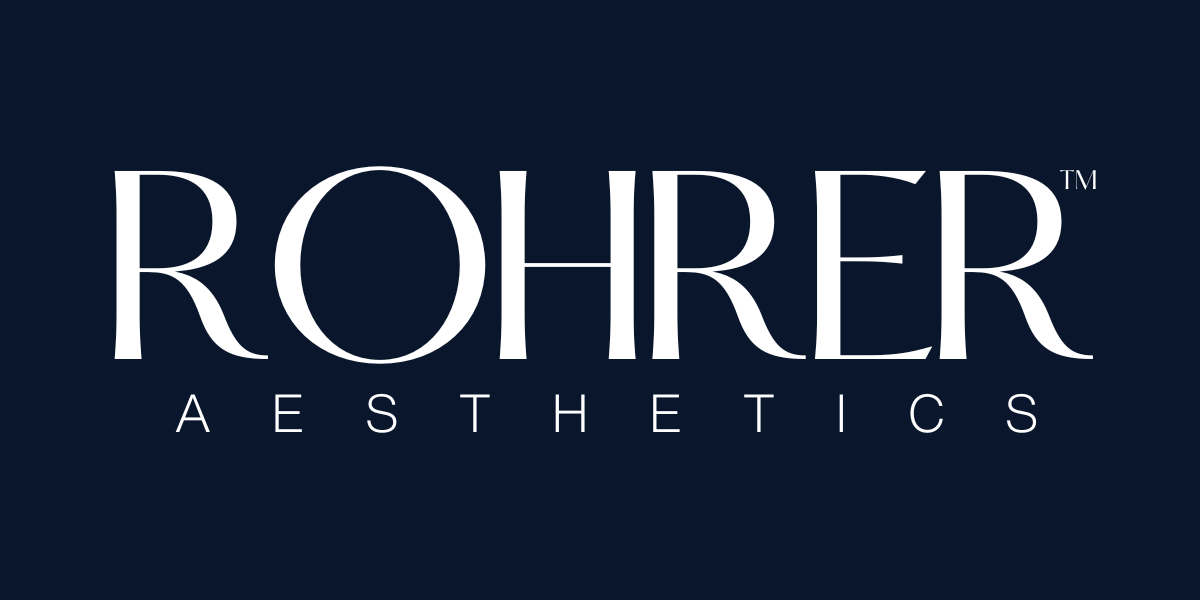 Logo for ROHRER Aesthetics with white text on a dark background.