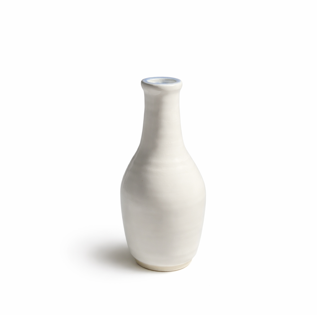 White Vase with Blue Rim