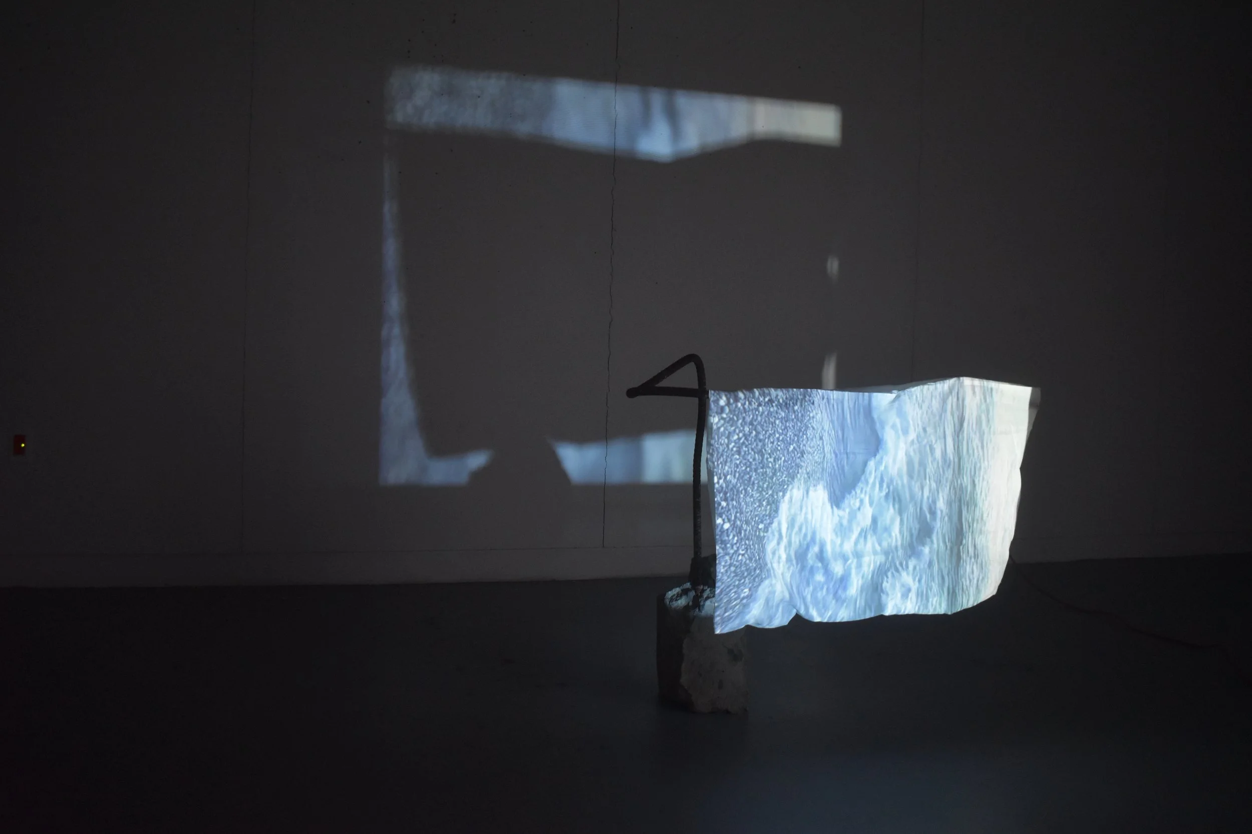 2021 Pillow, fabric, steel, and cement, 30 x 32"