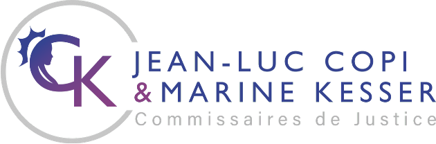 Logo avec le texte "Jean-Luc Copi & Marine Kesser, Commissaires de Justice"