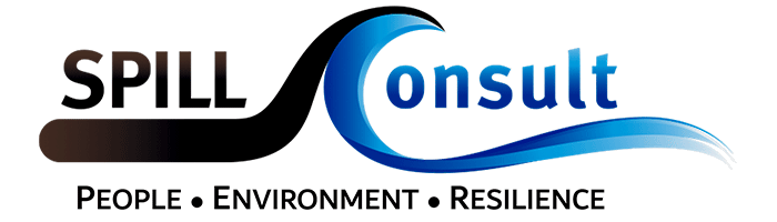 Logo for SPILL Consult featuring the tagline 'People, Environment, Resilience' with a stylized wave design.
