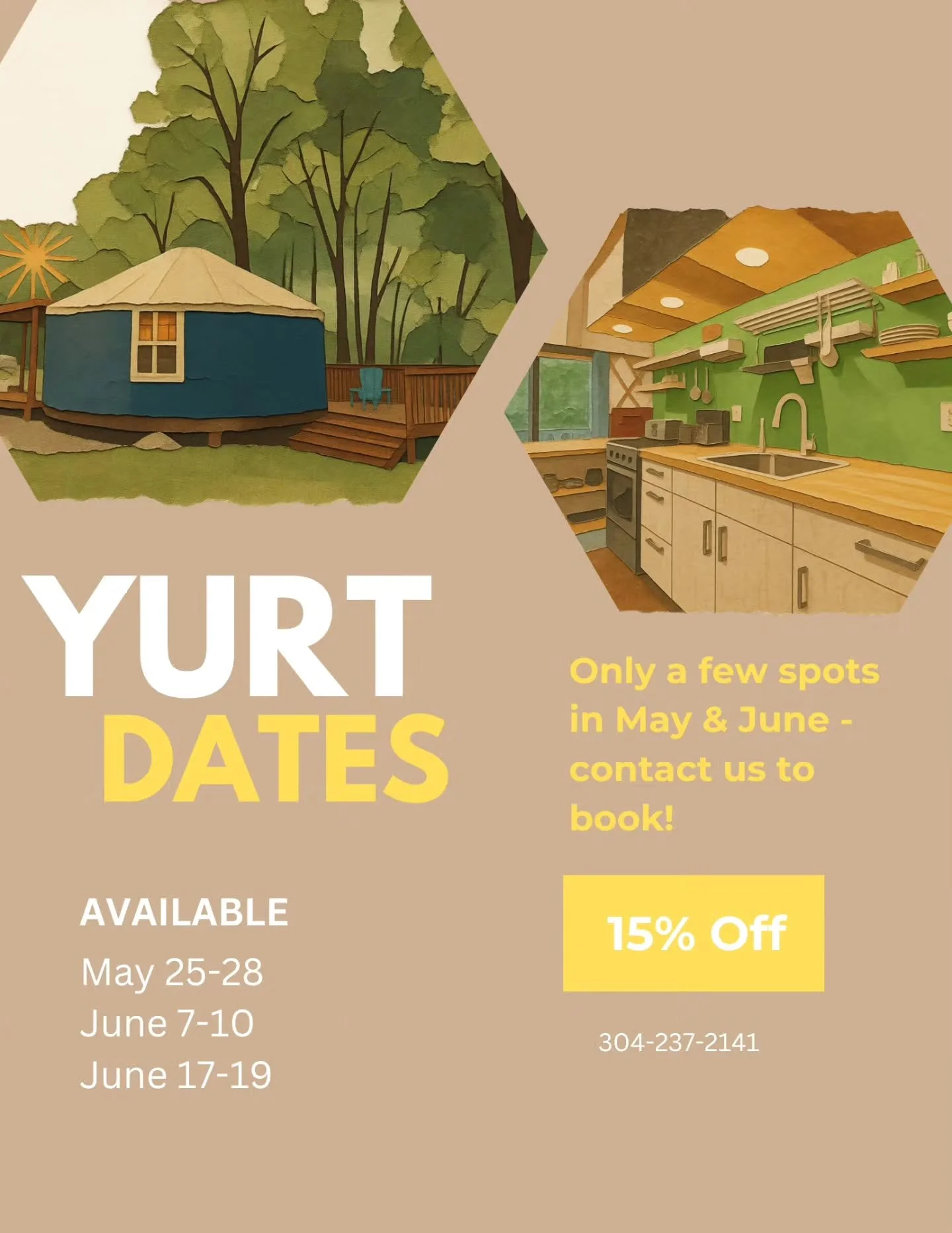 🚨 Deal Alert!

We have a few spots open in May &amp; June for the Yurt. Send us a message to Book Direct &amp; save. 

✔️May 25-28
✔️June 7-10
✔️June 17-19

Snag one of these spots &amp; secure your unique and memorable New River Vacation. A few day