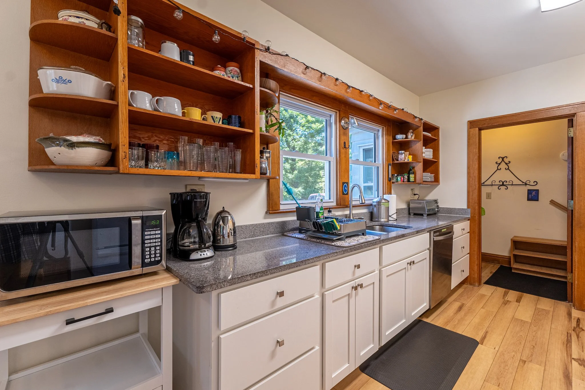 Fully stocked kitchen at the cozy cottage on Maple in Fayetteville WV.