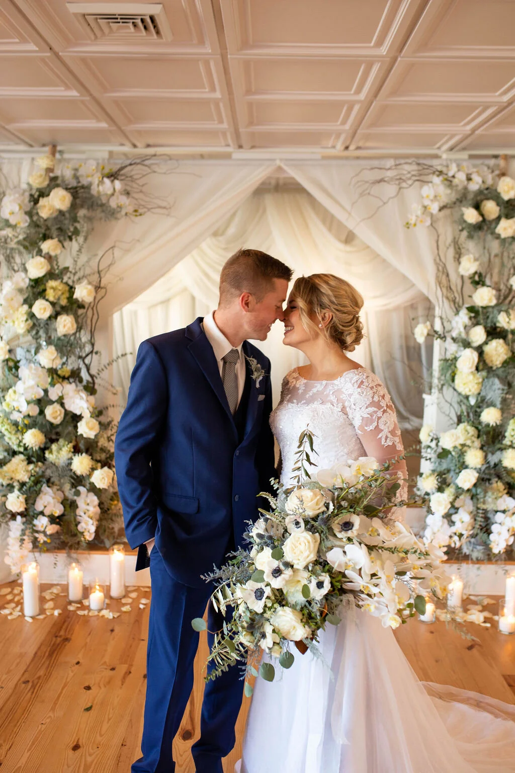 Photography: Virginia Wagenfer Photography // Venue: Wylder Hotel Tilghman Island // Draping &amp; Lighting: On Your Mark // Beauty: Serendipity Salon (Miranda Hobson) // Gown: The Wedding Boutique // Suit: Berrier LTD // Cake: Mill Stream Farm // R…
