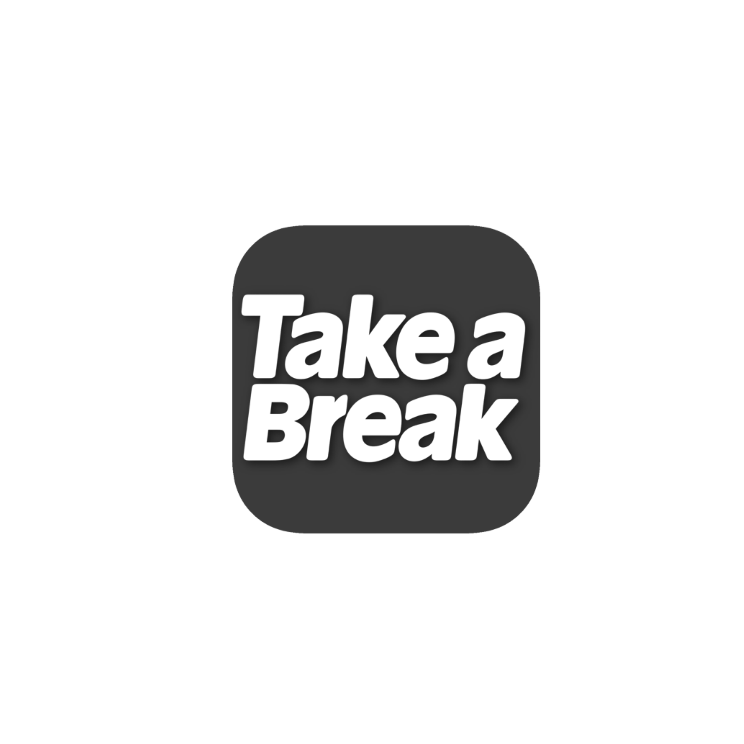 Black and white logo with a stylized hand holding a pen above the text 'Take a Break'.