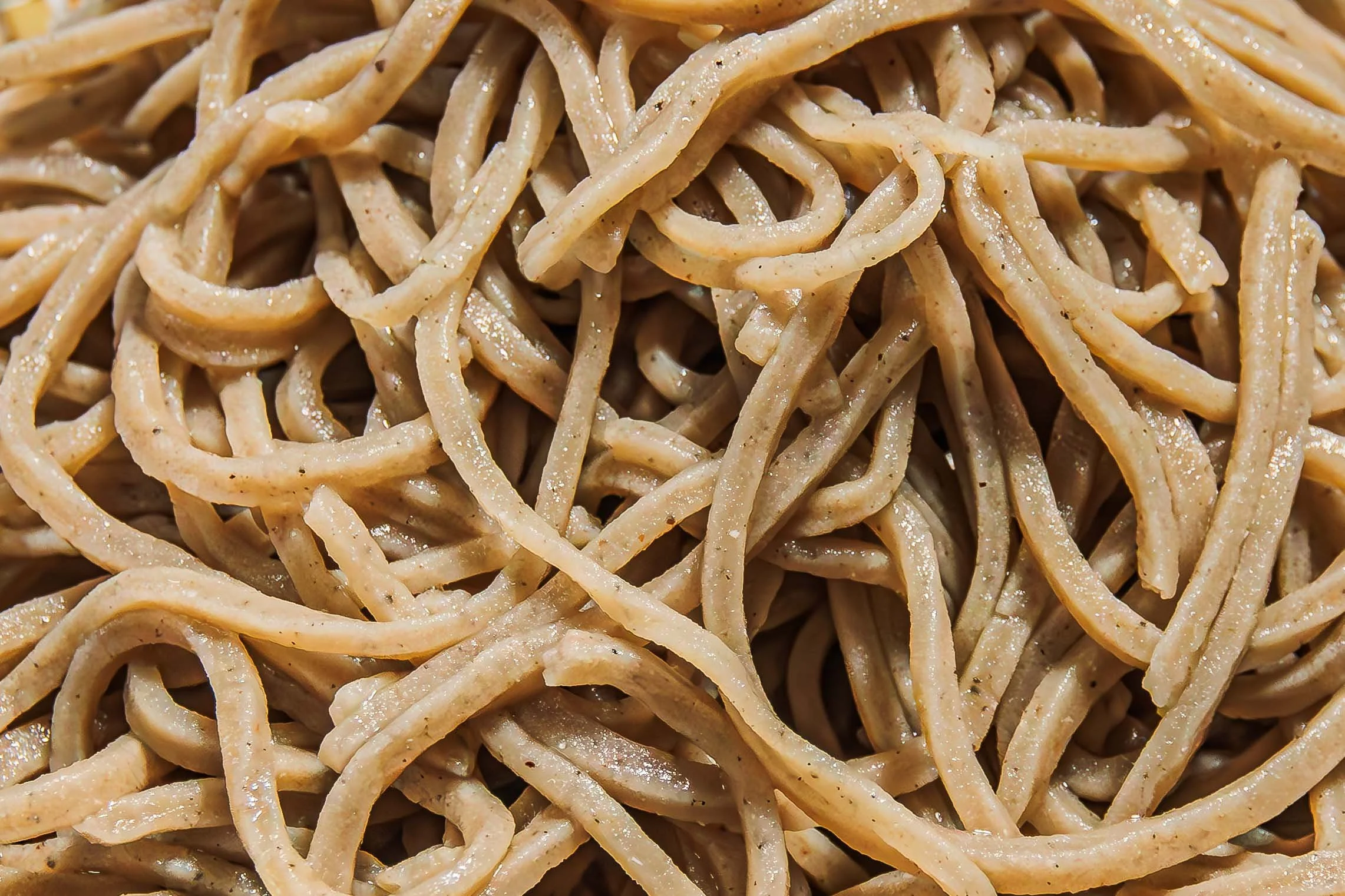 Close-up detail of soba noodles for hospitality food photography