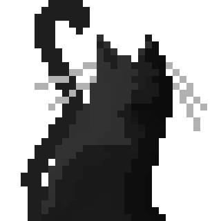 Een pixelkunst afbeelding van een duistere kat
