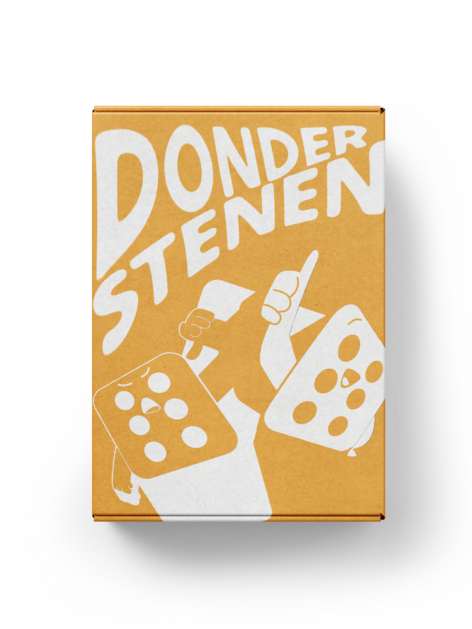 De doos van het dobbelspel donderstenen