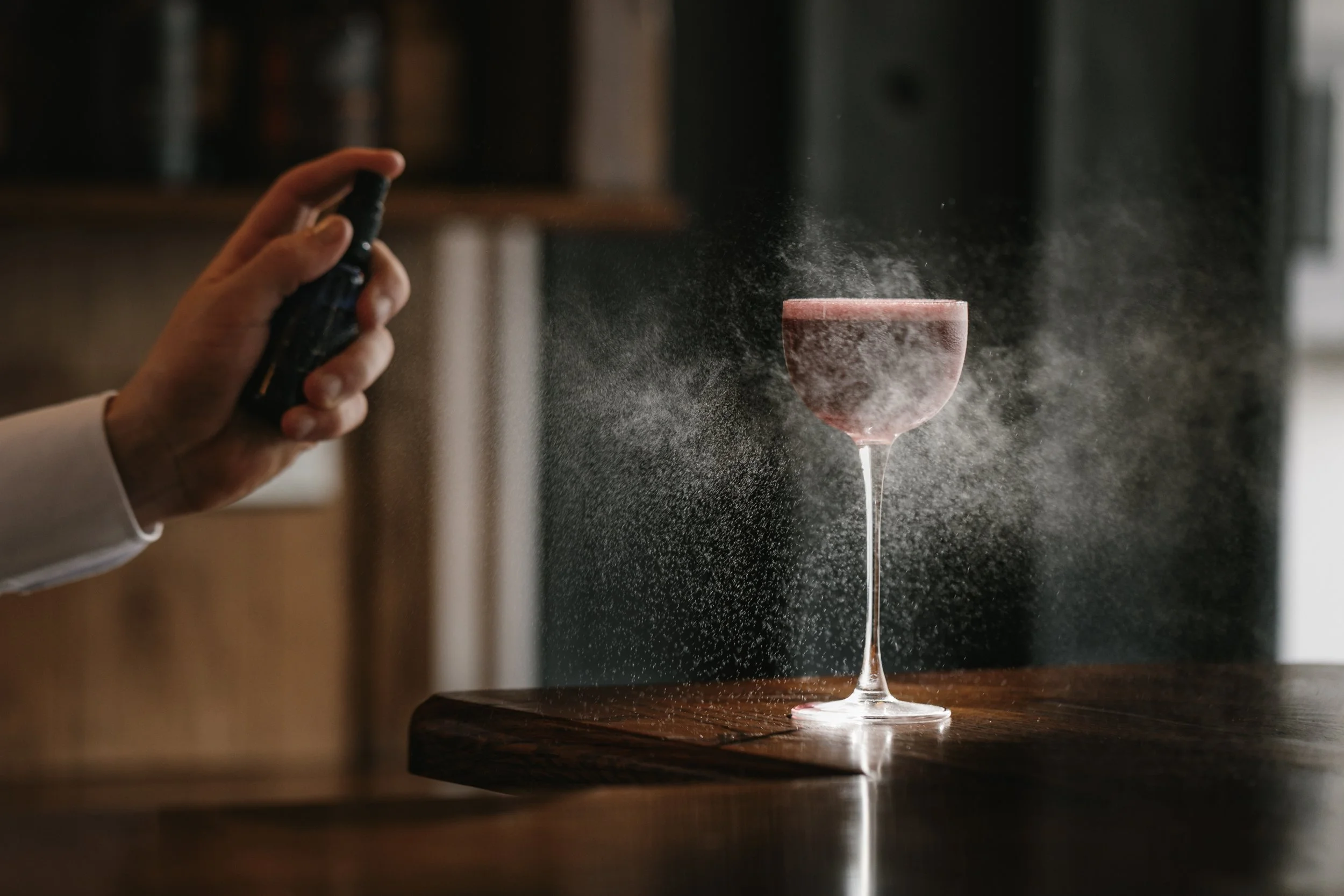 a cocktail sat on a bar top