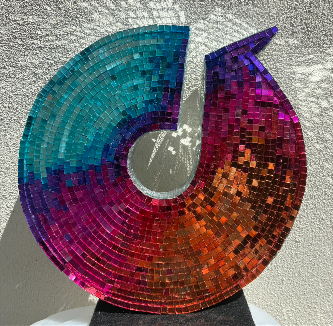 Choir Southend Vox's piano top disco logo with hand-painted disco tiles