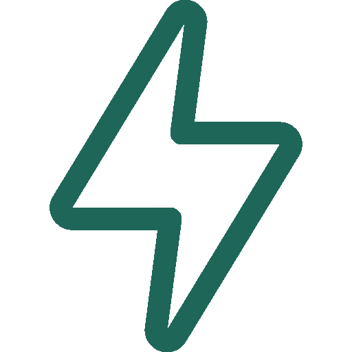 Green electrical energy icon, lightning bolt symbol.