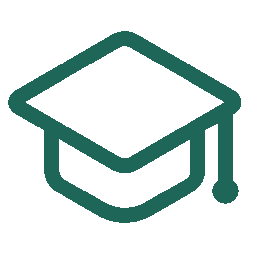 Icon of a graduation cap, representing education or graduation.
