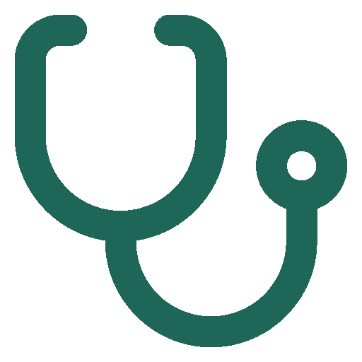 Icon of a stethoscope, representing healthcare or medical theme.
