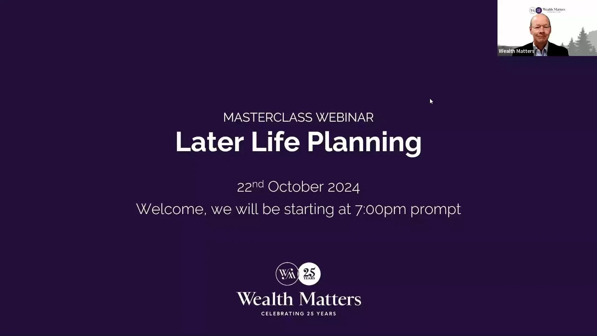 Masterclass Webinar: Later Life Planning
