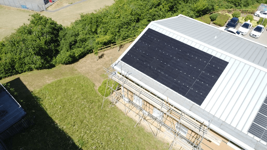 Solar Power panels on a building at an angle.png