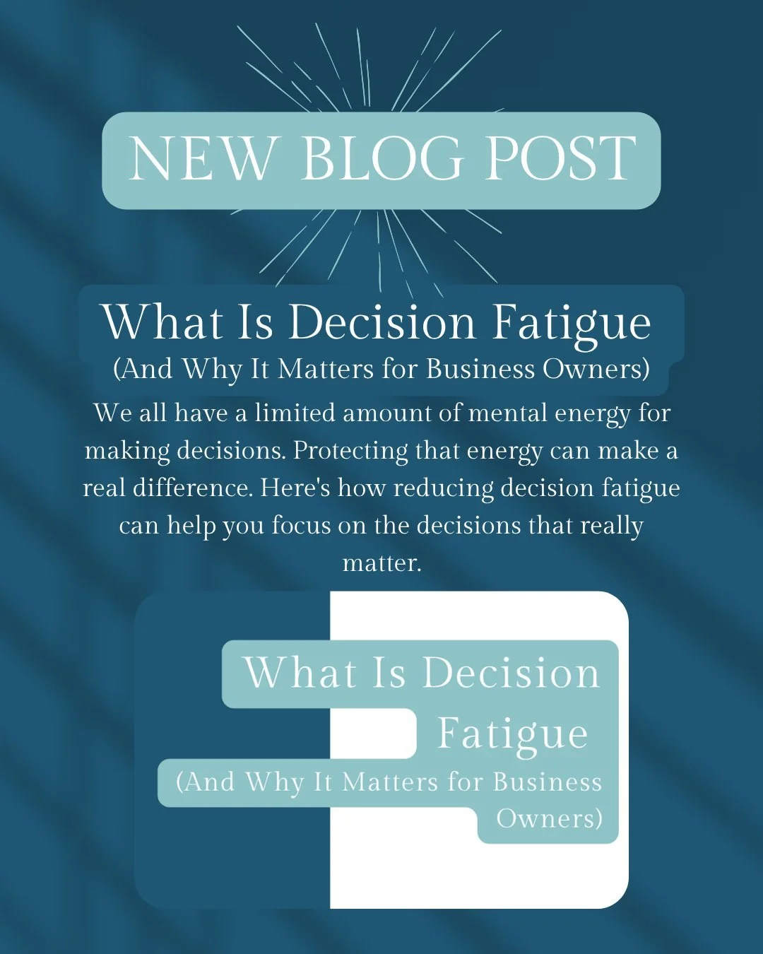 New blog post! 🧠💻

Do you ever feel like your brain is tired before you&rsquo;ve even reached the important decisions? Have you used up all of your "Decision Credits"?

That could be decision fatigue.

As a business owner, you make countl