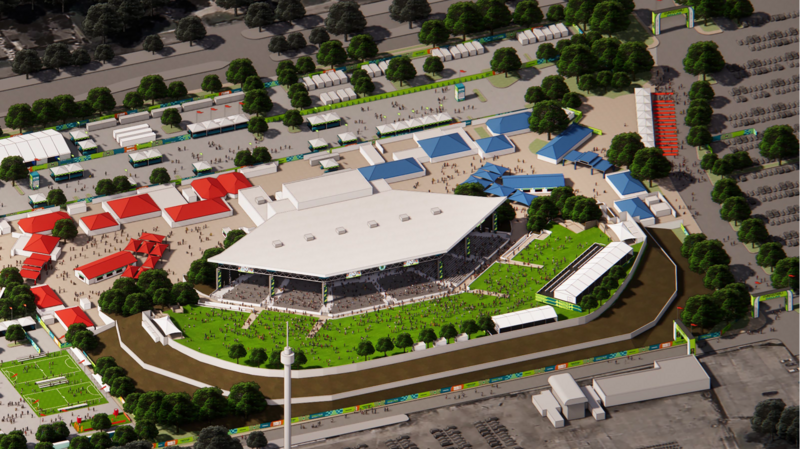 Rendering of Fan Festival site layout of pavilion.