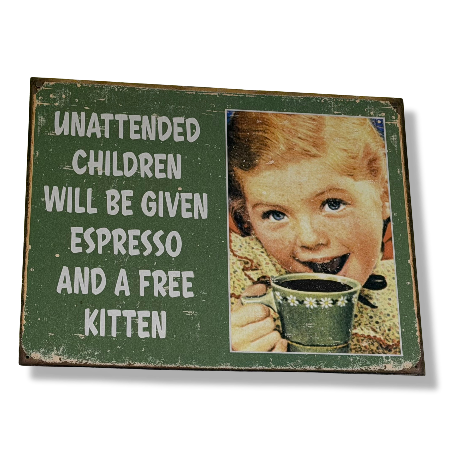 A vintage green sign at Sweet-T-Cafe in West Jefferson, NC.