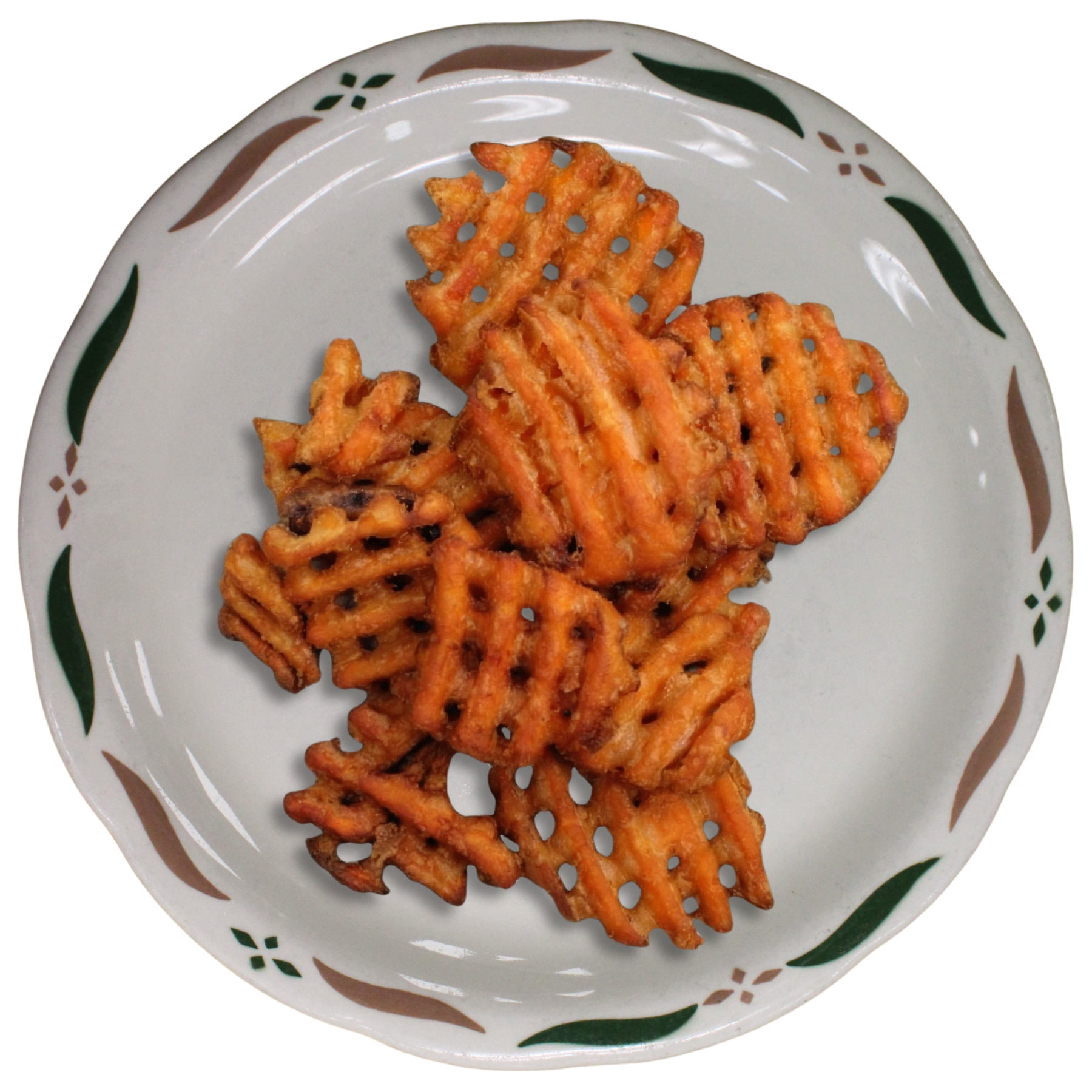 Plate with several crispy sweet potato fries at Sweet-T-Cafe in West Jefferson, NC.