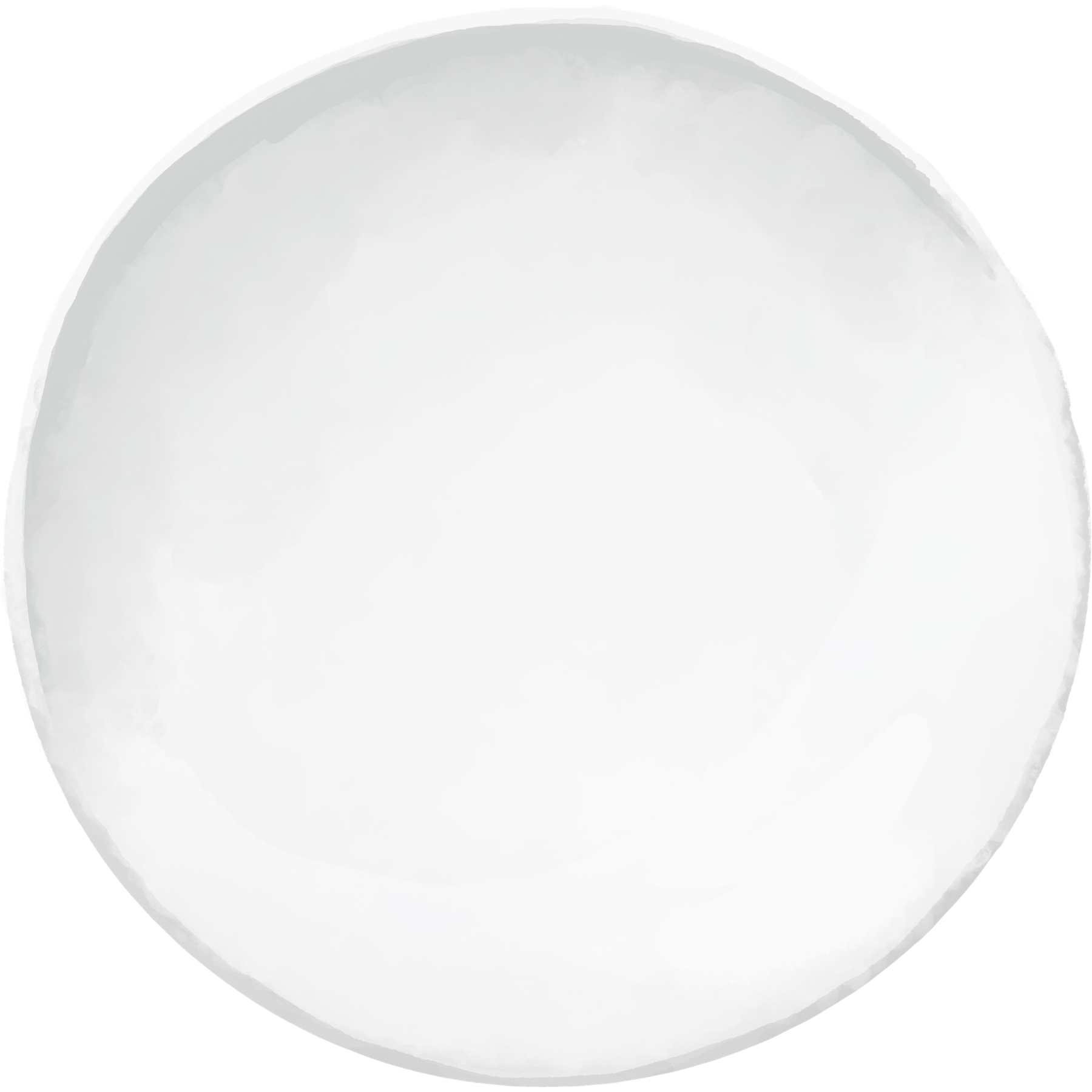 A plain white round plate on a black background.