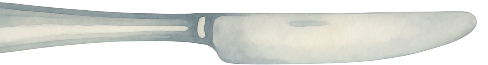 Close-up of a knife's blade, metallic and shiny.