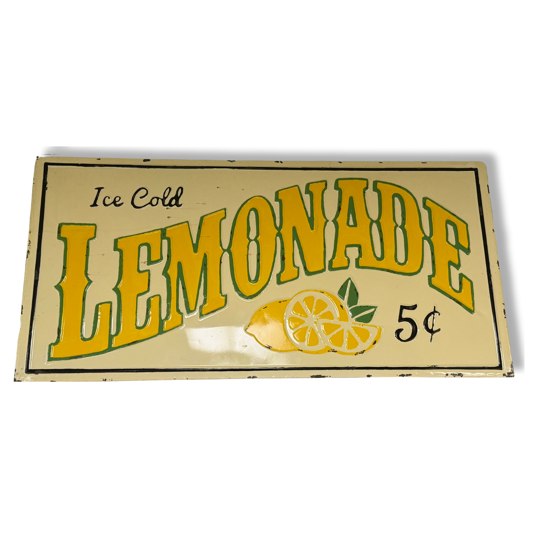 Vintage sign advertising ice-cold lemonade  at Sweet-T-Cafe in West Jefferson, NC.