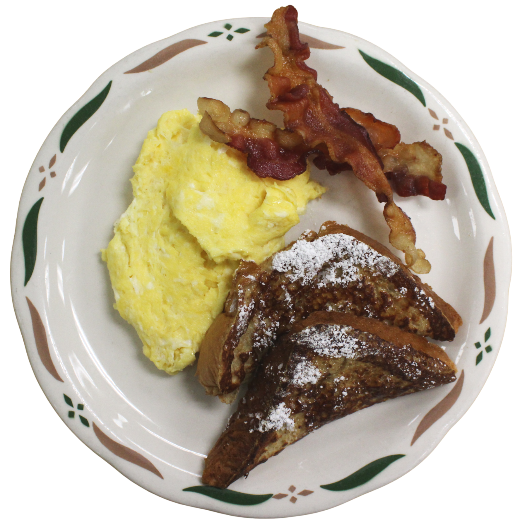 French toast with eggs and bacon at Sweet T Cafe in West Jefferson North Carolina