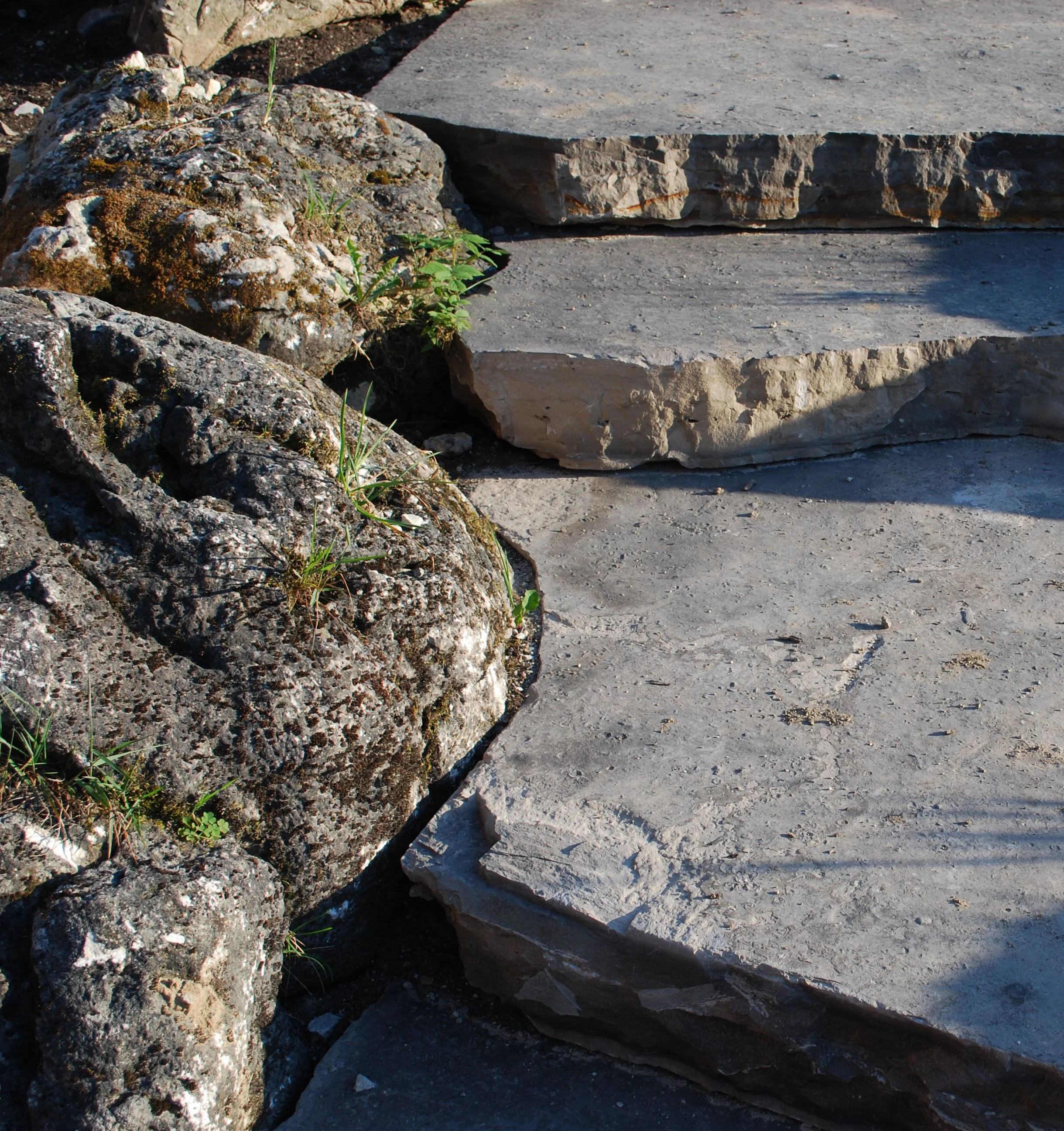 Natural stone steps hugging the rocks