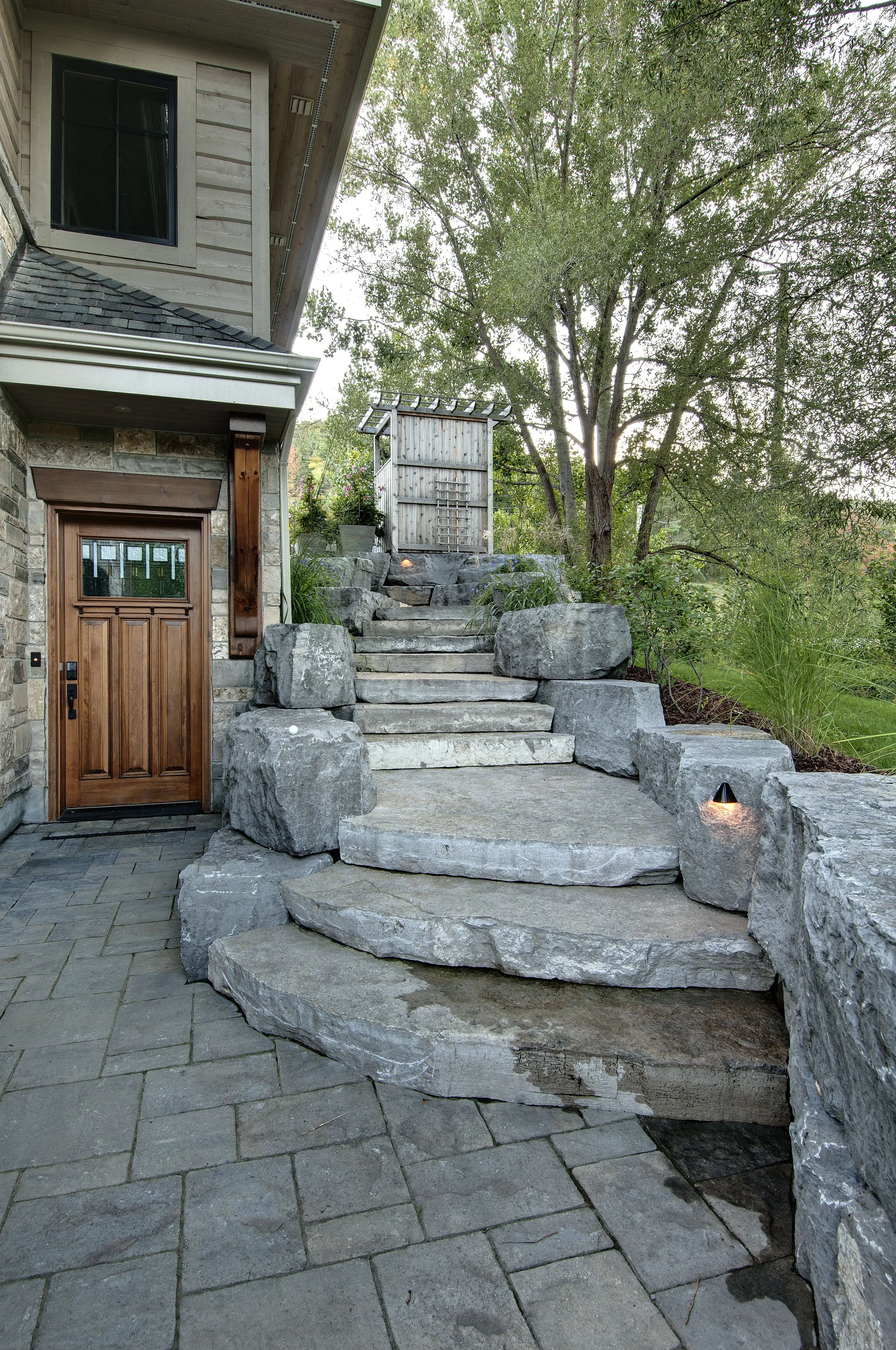 Limestone staircase leading up to their personal getaway 
