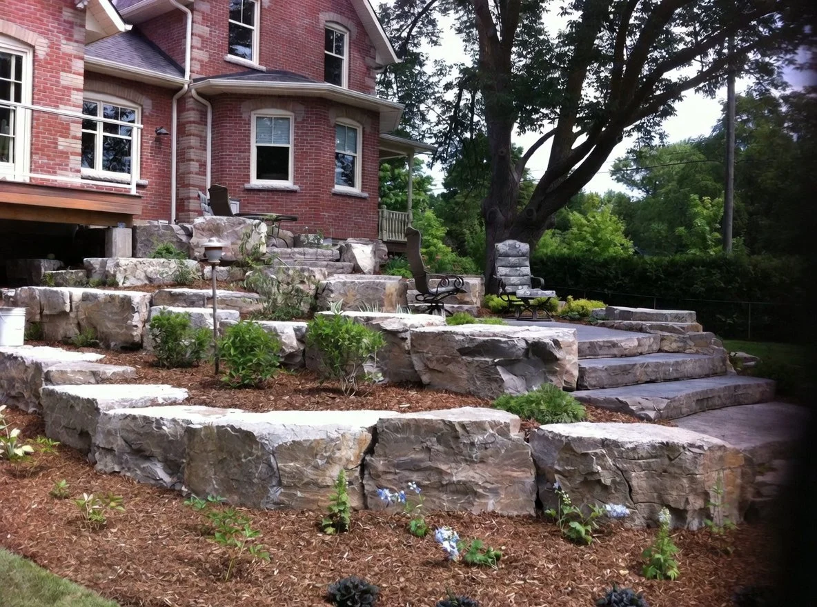 Natural stone tiered gardens